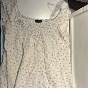 Julie's Closet Cream Floral prairie babydoll Blouse small